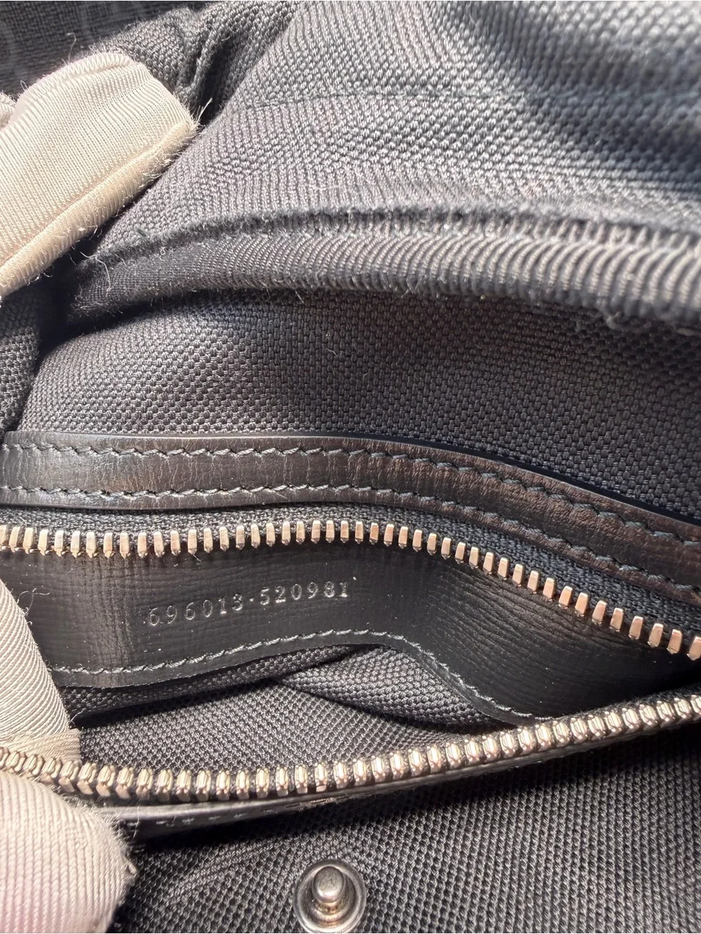 Gucci Black Monogram Leather-Trim Backpack